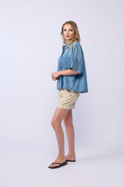 TORI DENIM SHIRT - BLUE WASH