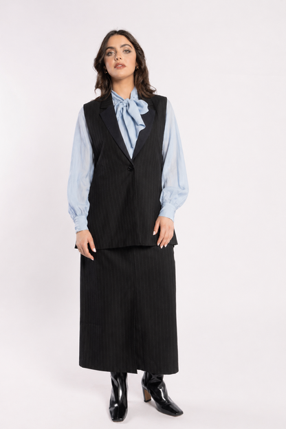 5078 - Au Lait Waistcoat - Noir Stripe