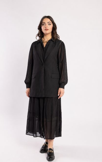 5078 - Au Lait Waistcoat - Noir Stripe