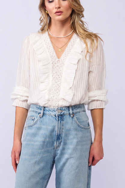 *NEW ARRIVAL* 1312 - Amelia Blouse LONG SLEEVE - White