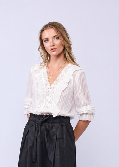 *NEW ARRIVAL* 1312 - Amelia Blouse LONG SLEEVE - White