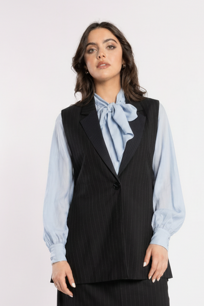 Au Lait Waistcoat - Noir Stripe