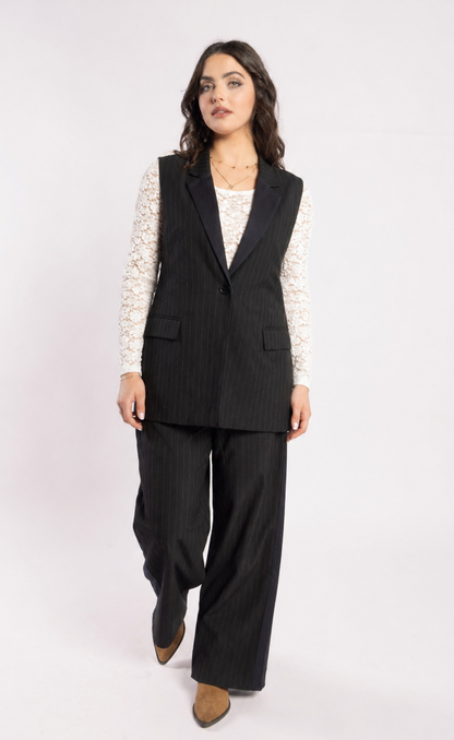 Au Lait Waistcoat - Noir Stripe