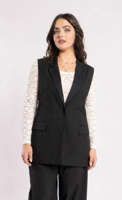 Au Lait Waistcoat - Noir Stripe