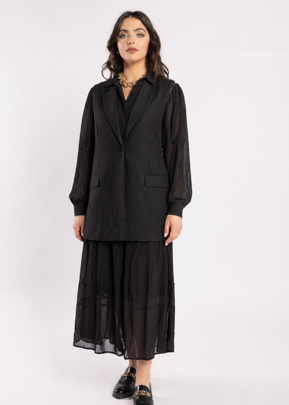 Au Lait Waistcoat - Noir Stripe
