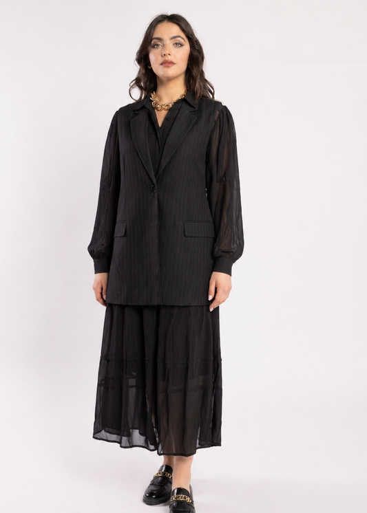 Au Lait Waistcoat - Noir Stripe