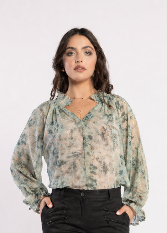 1322 - Bon Blouse - Fossil Print
