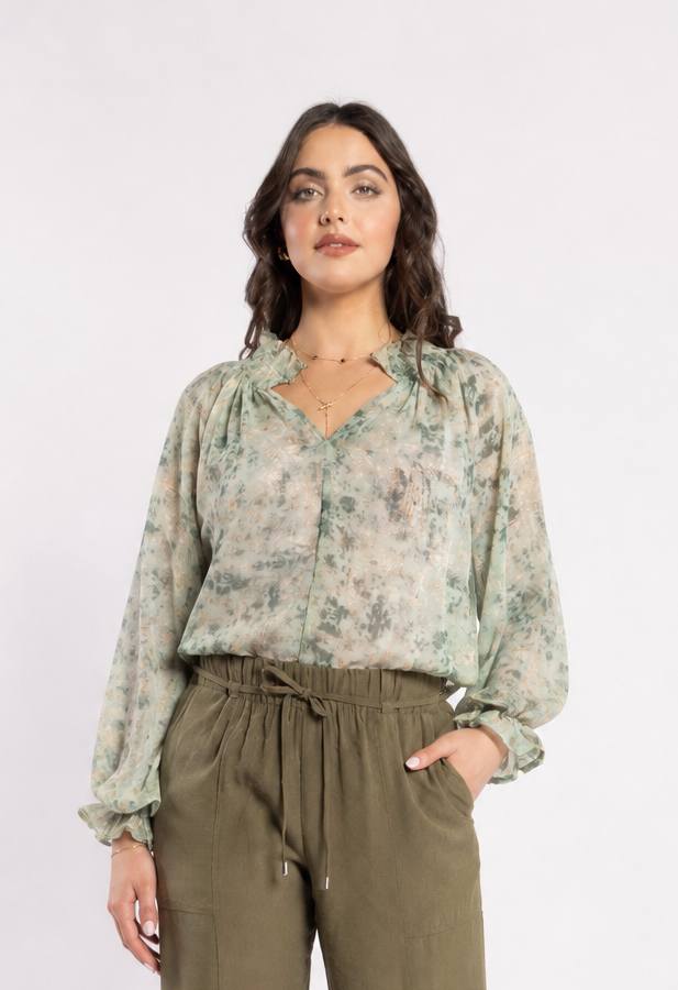 1322 - Bon Blouse - Fossil Print