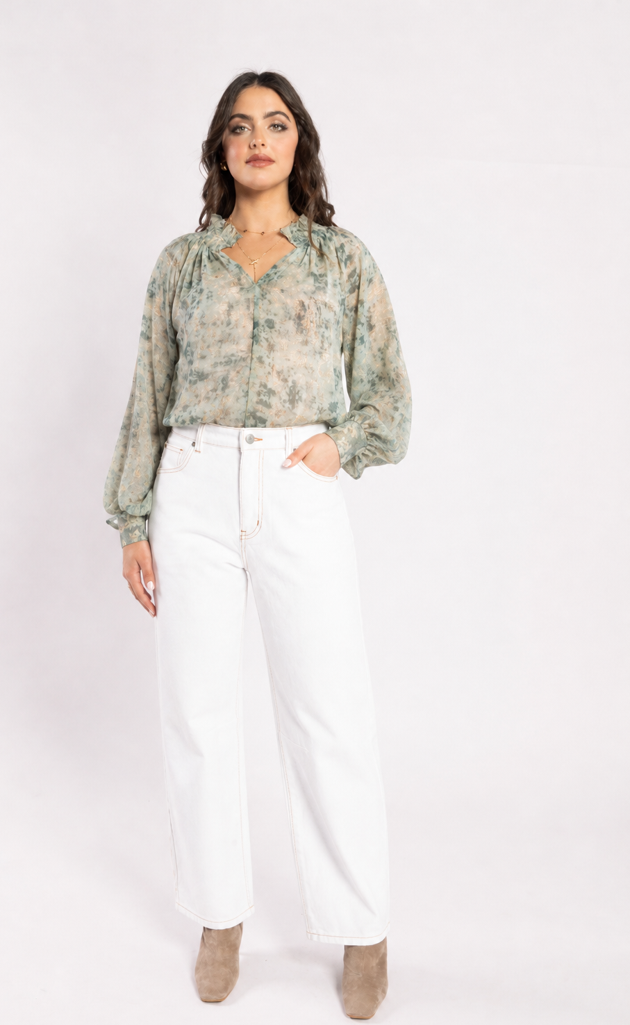 1322 - Bon Blouse - Fossil Print
