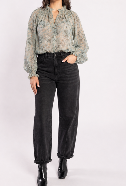 1322 - Bon Blouse - Fossil Print