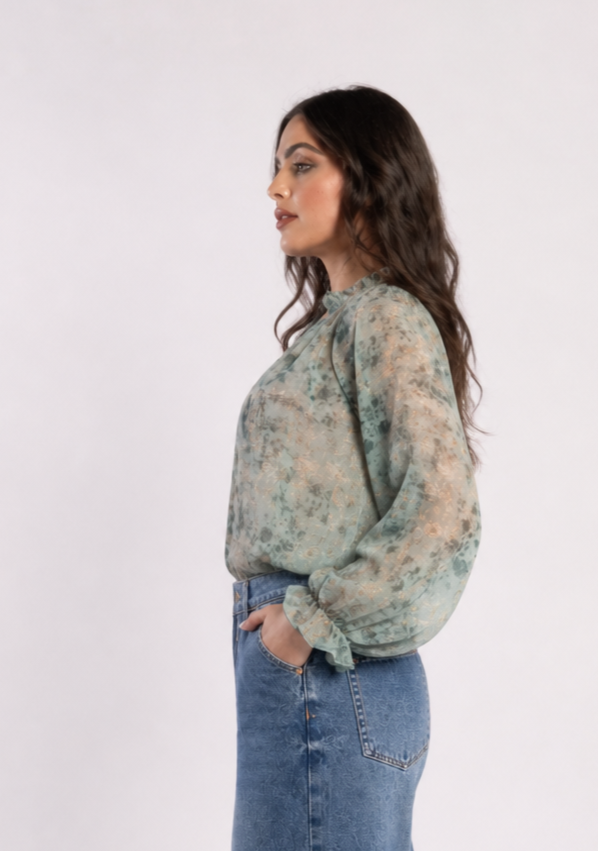 1322 - Bon Blouse - Fossil Print