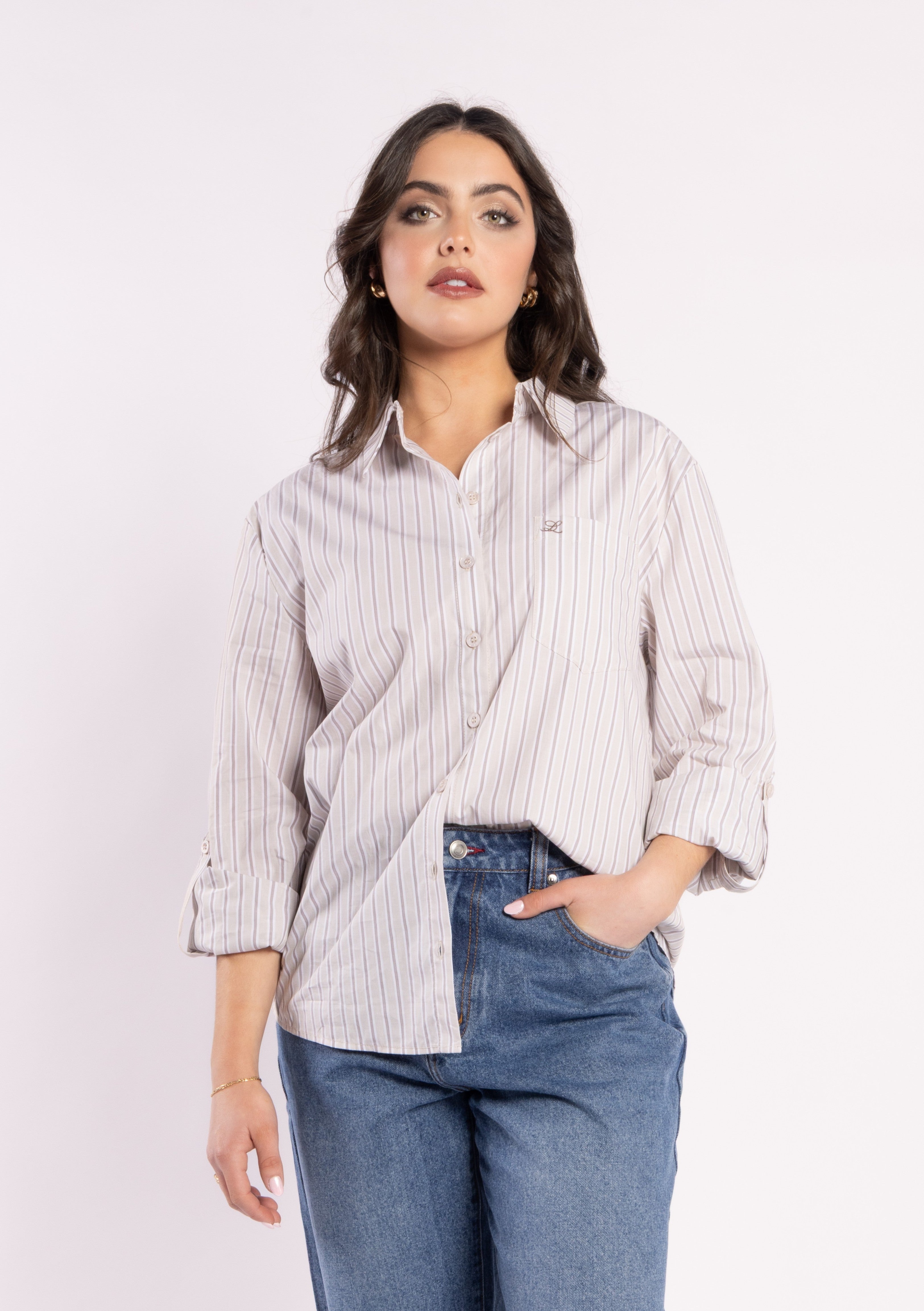 8036L - The Shirt - Beige Stripe