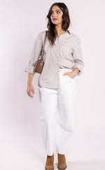 8036L - The Shirt - Beige Stripe
