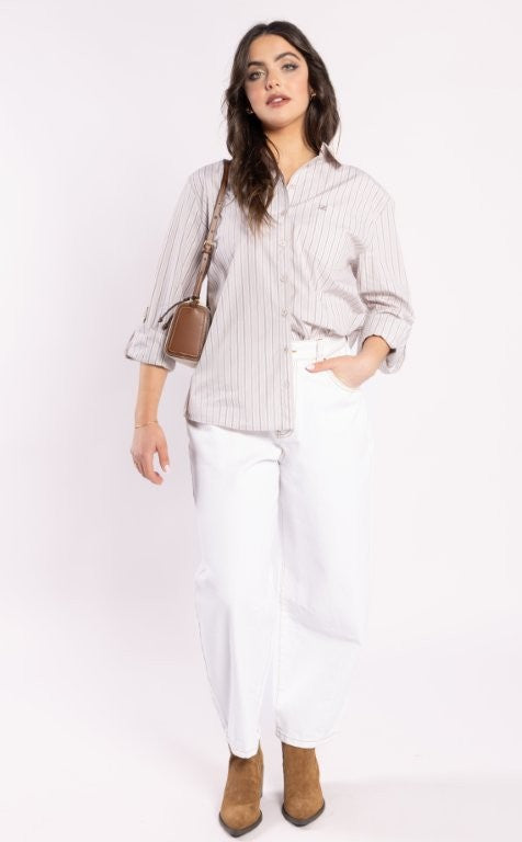 8036L - The Shirt - Beige Stripe
