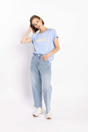 1131 - Drma Zoe Tee - Blue/Lemon