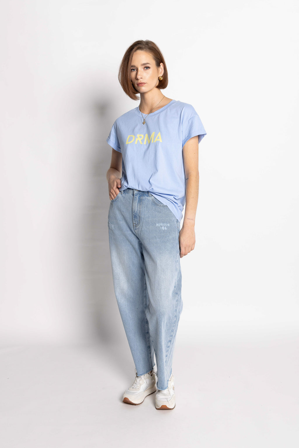 1131 - Drma Zoe Tee - Blue/Lemon