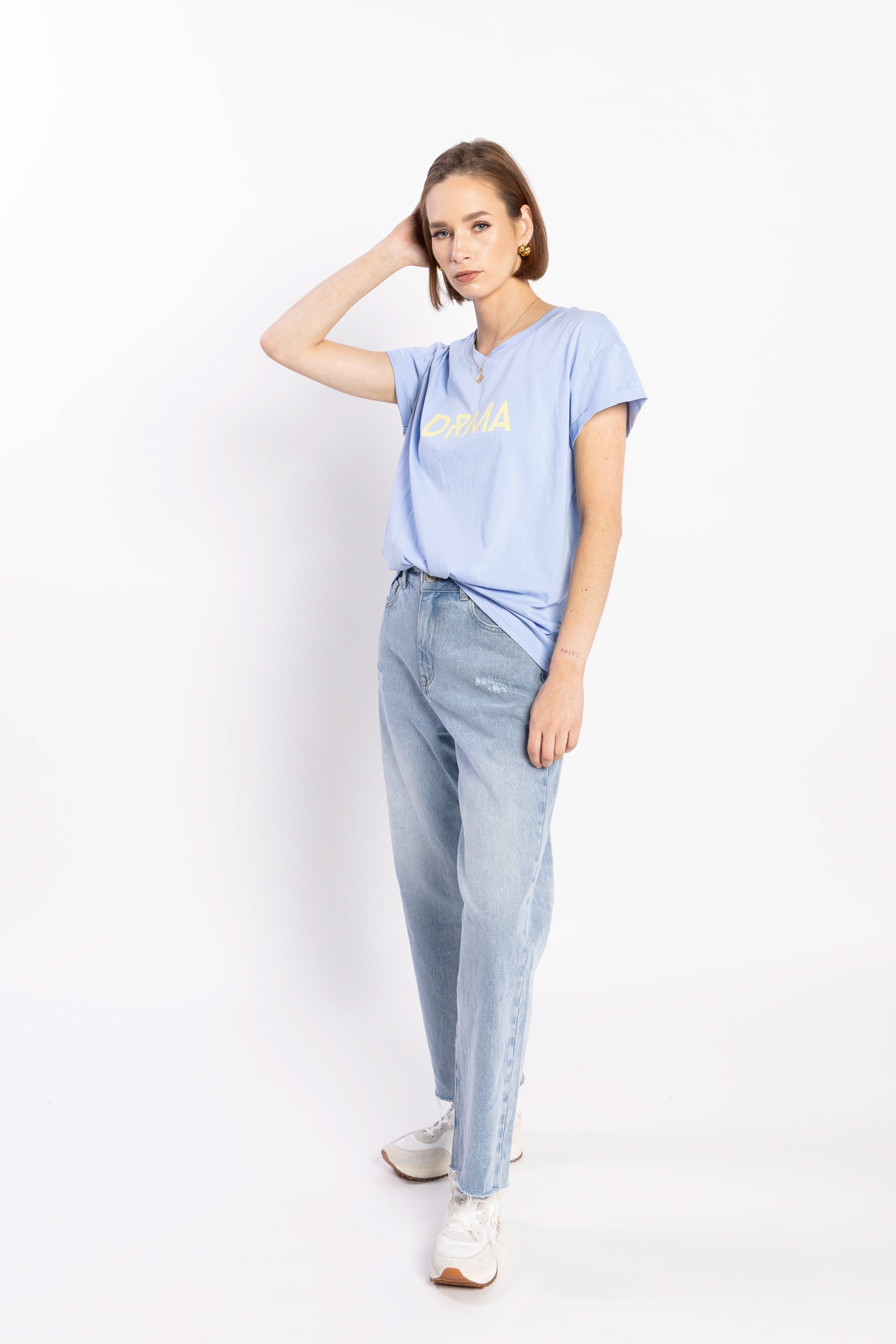 1131 - Drma Zoe Tee - Blue/Lemon