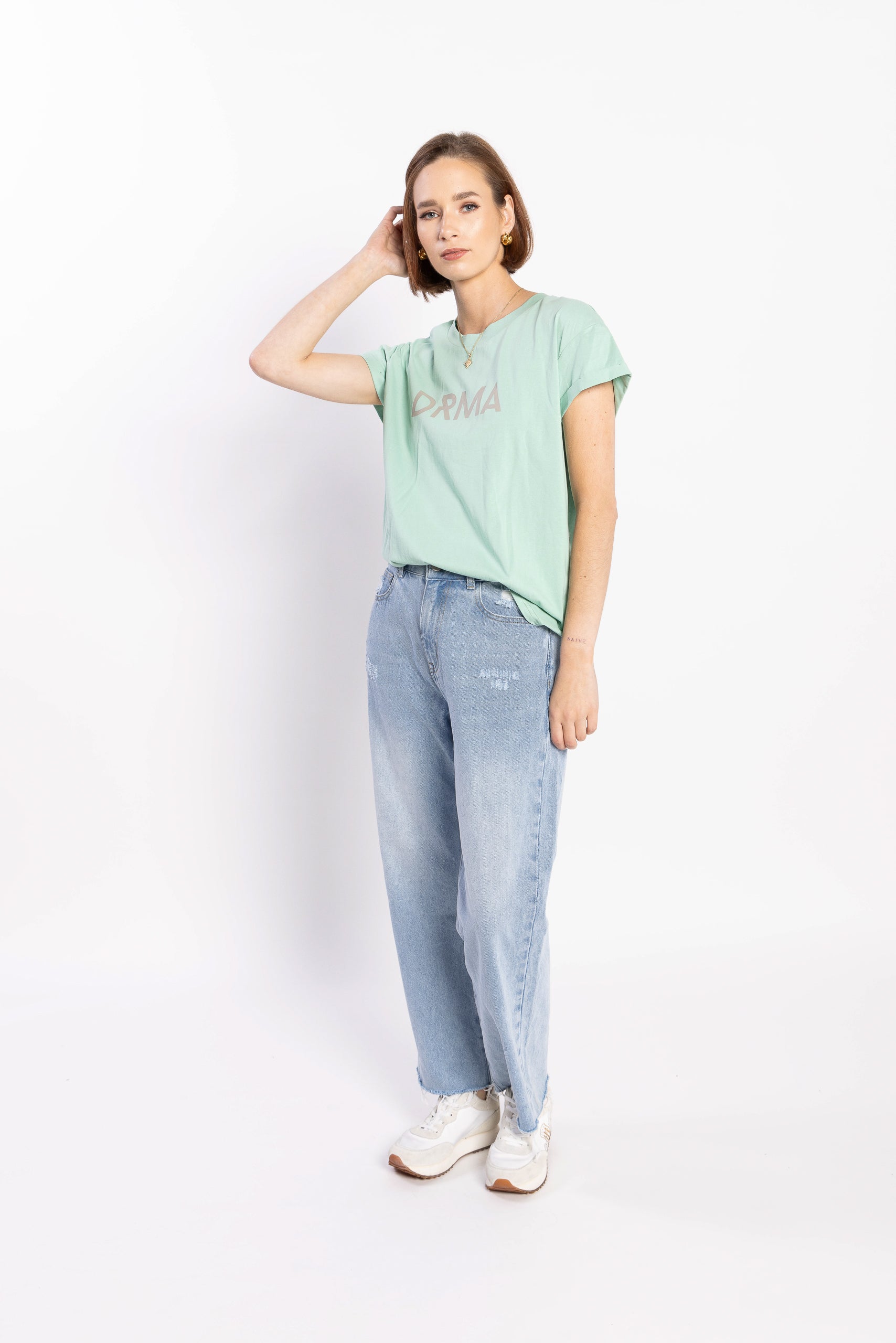 1131 - Drma Zoe Printed Tee - Aspen Green/Grey