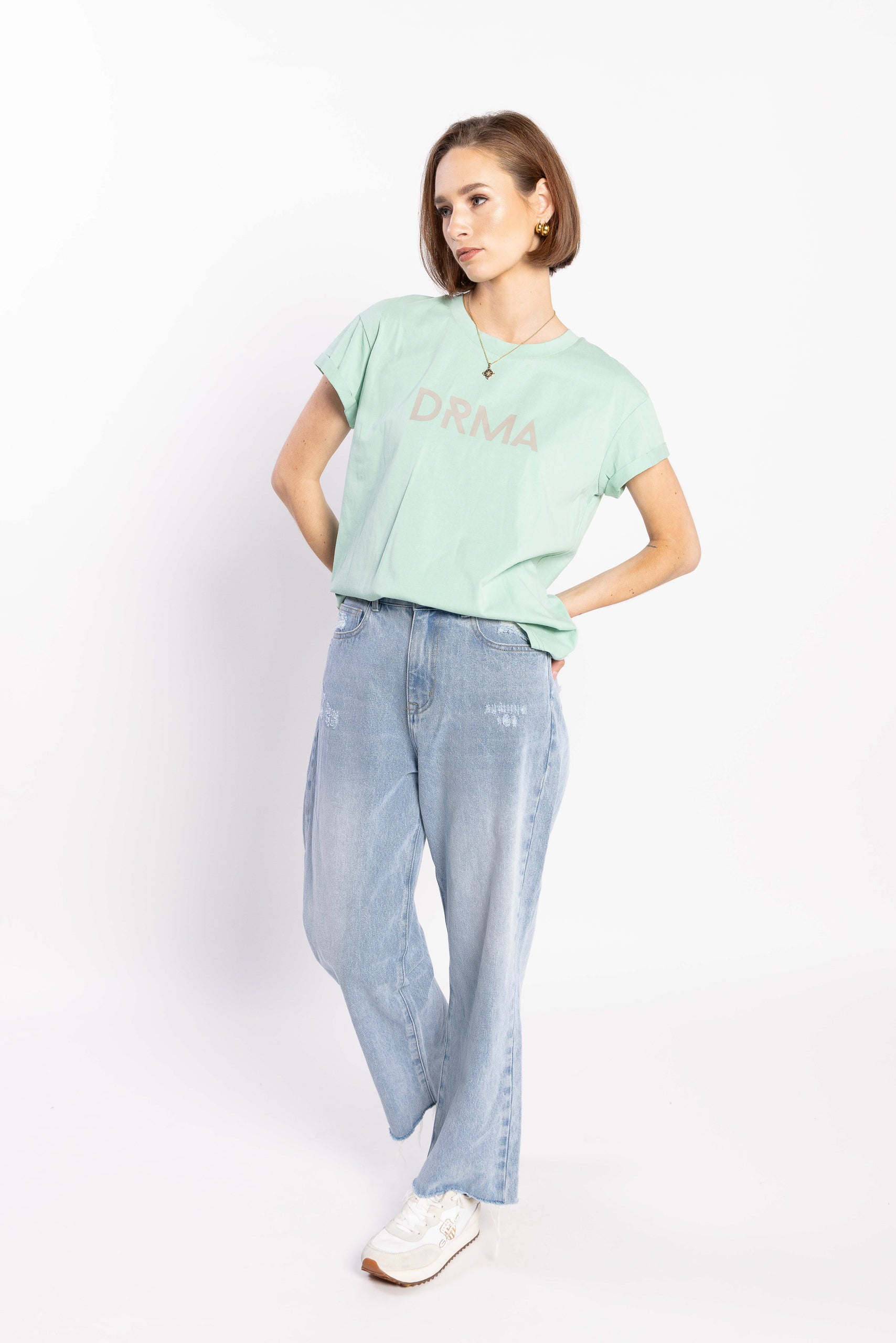 1131 - Drma Zoe Printed Tee - Aspen Green/Grey