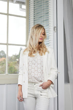 1118 - Circle Embroidery Top - White