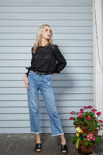 1118 - Circle Embroidery Top - Black