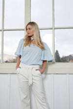 1165 - Ivana Top - Fine Blue Stripe