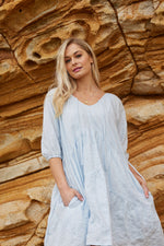 2045 - Hayley Dress - Fine Blue Stripe