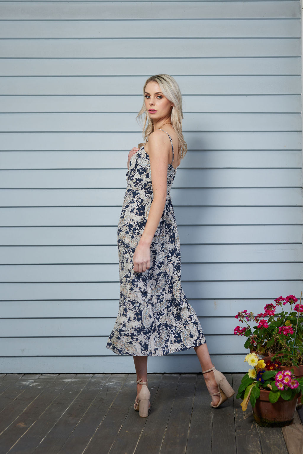 2049 - Munroe Dress - Navy Paisley