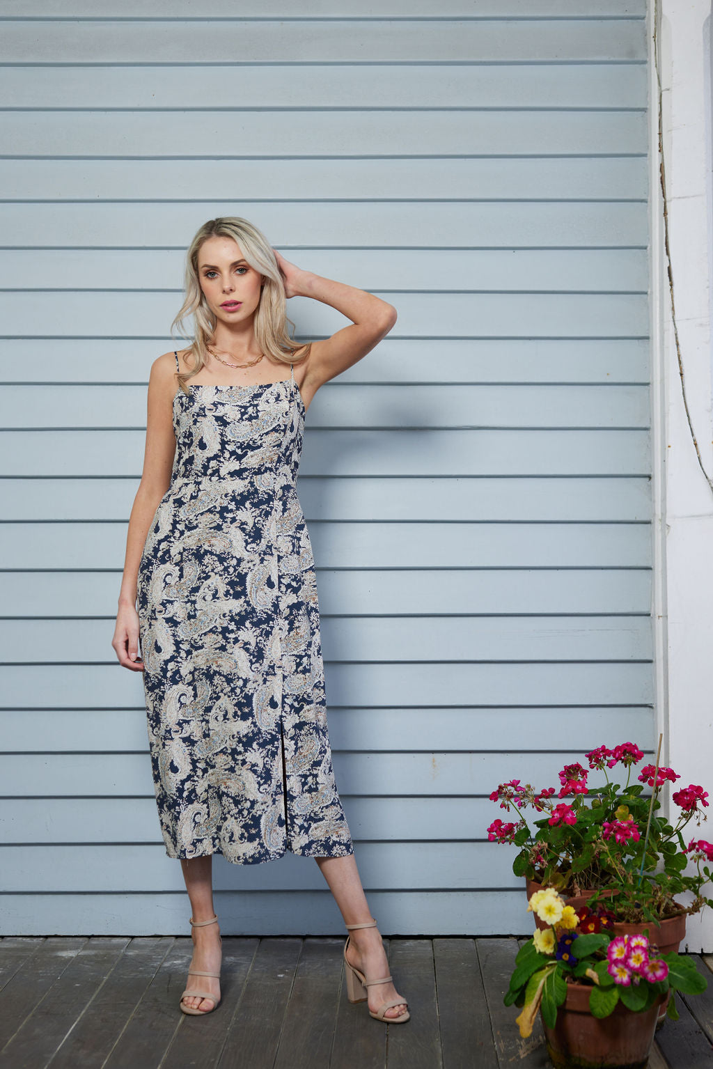 2049 - Munroe Dress - Navy Paisley