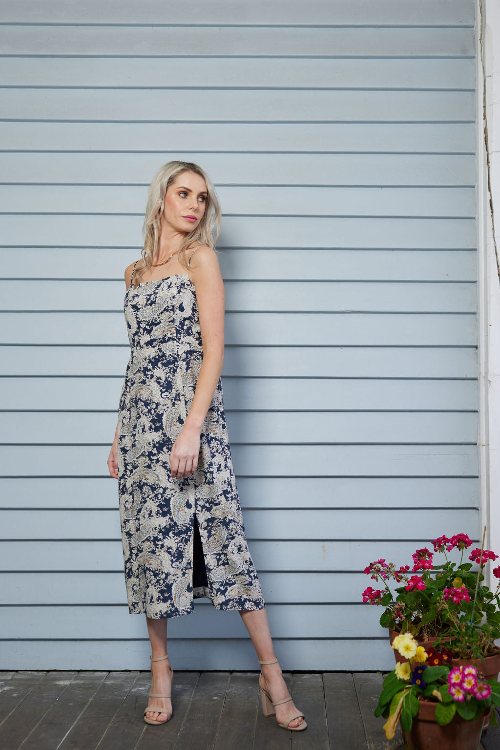 2049 - Munroe Dress - Navy Paisley