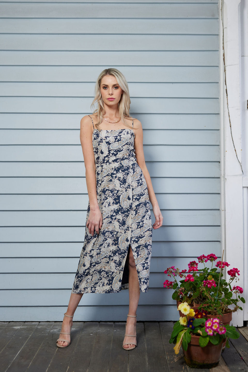 2049 - Munroe Dress - Navy Paisley