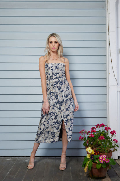 2049 - Munroe Dress - Navy Paisley