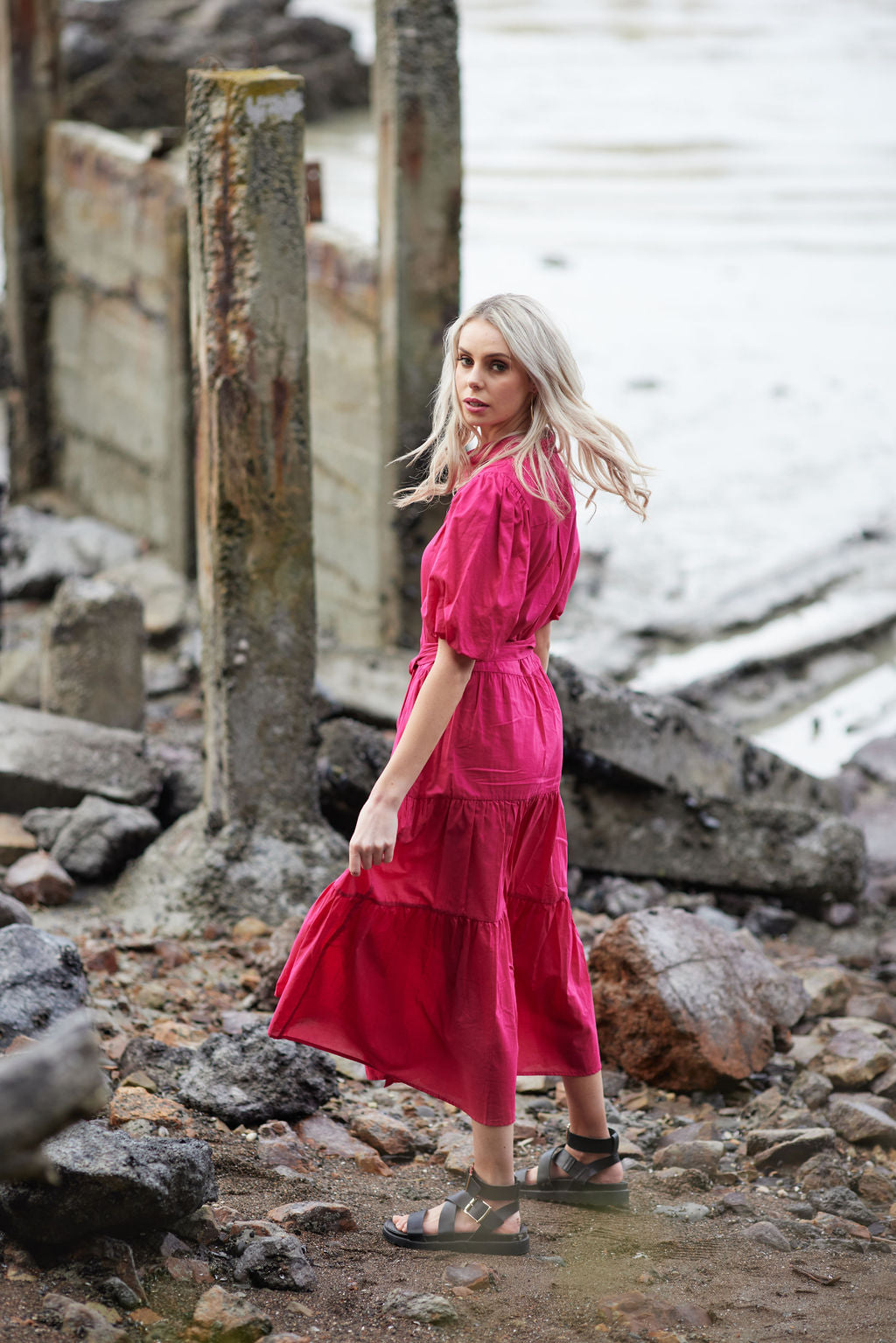 2051 - Gracie Dress - Hot Pink