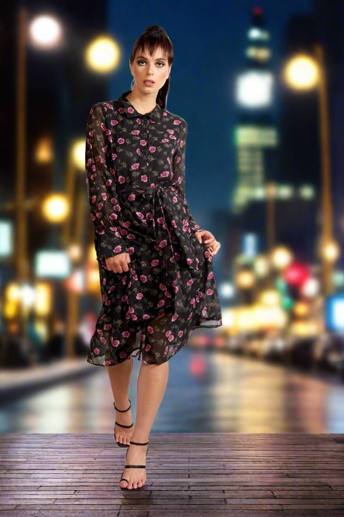 2063 - Journey Dress - Black Daisy