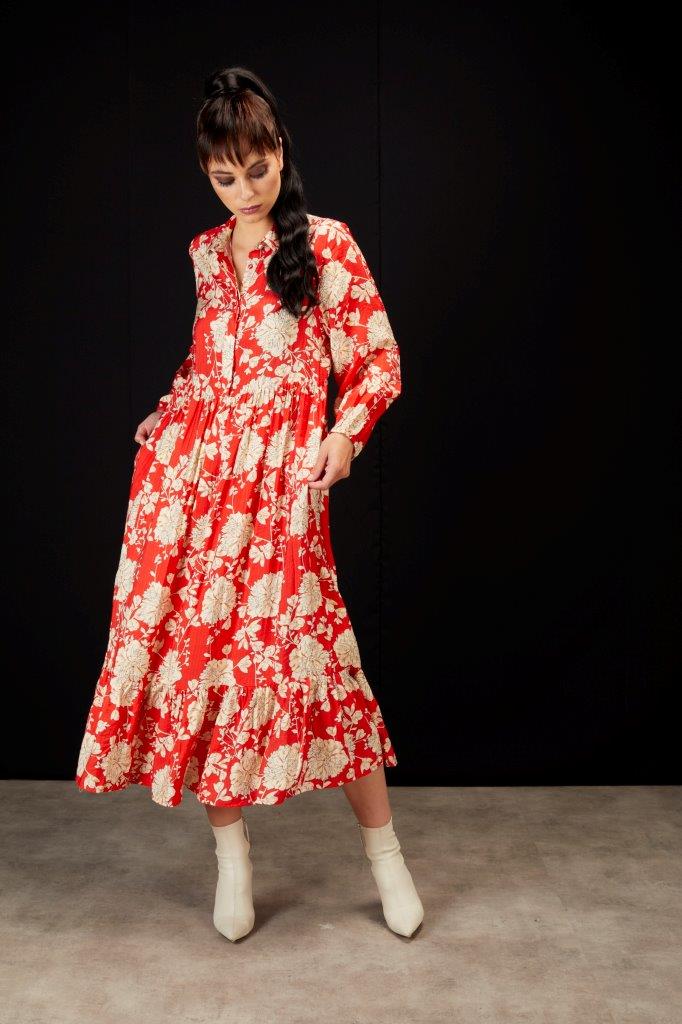 2070 - FLORENCE DRESS - RED BLOOM **LAST ONE SIZE: 12 **