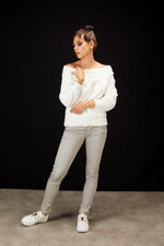 4030 - Roxette Pant - Stone/Silver Zips **LAST ONE SIZE: 14**