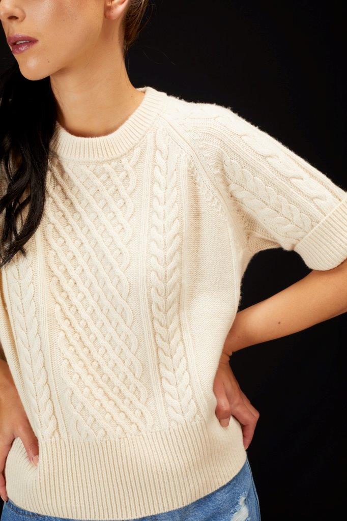 3037 - Ally Knitted Tee - Ivory