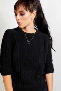 3037 - Ally Knitted Tee - Black