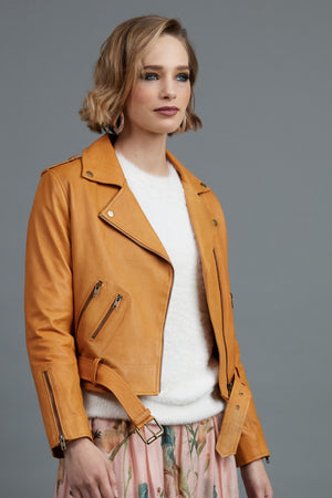 5012 - Starsky Leather Jacket - Saffron