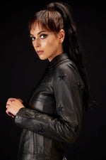 5023 - Star Leather Jacket - Black