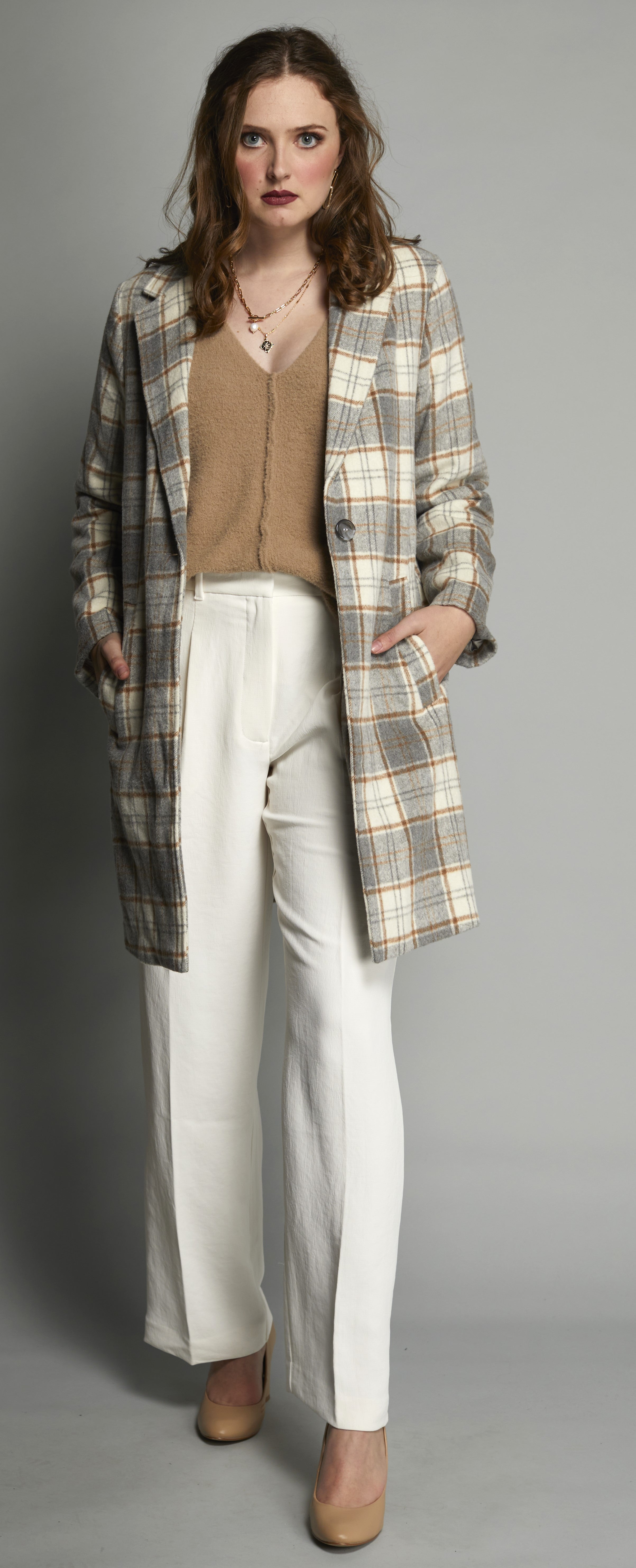 5028 - Glacier Coat - Caramel Check