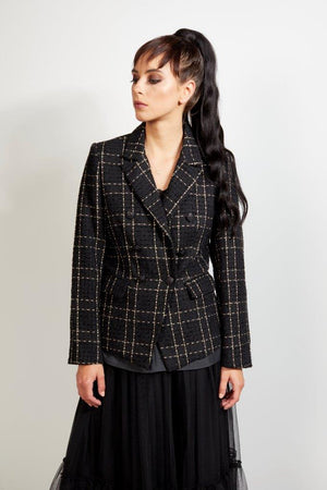 5039 - Gold check Blazer - Black Gold Check